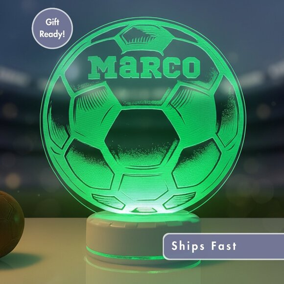 Soccer Night Light – Personalized LED Lamp for Boys & Players - Picture 1 of 8